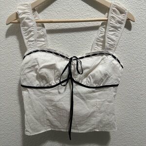 Sienna Sky tank M white with black ribbon accent